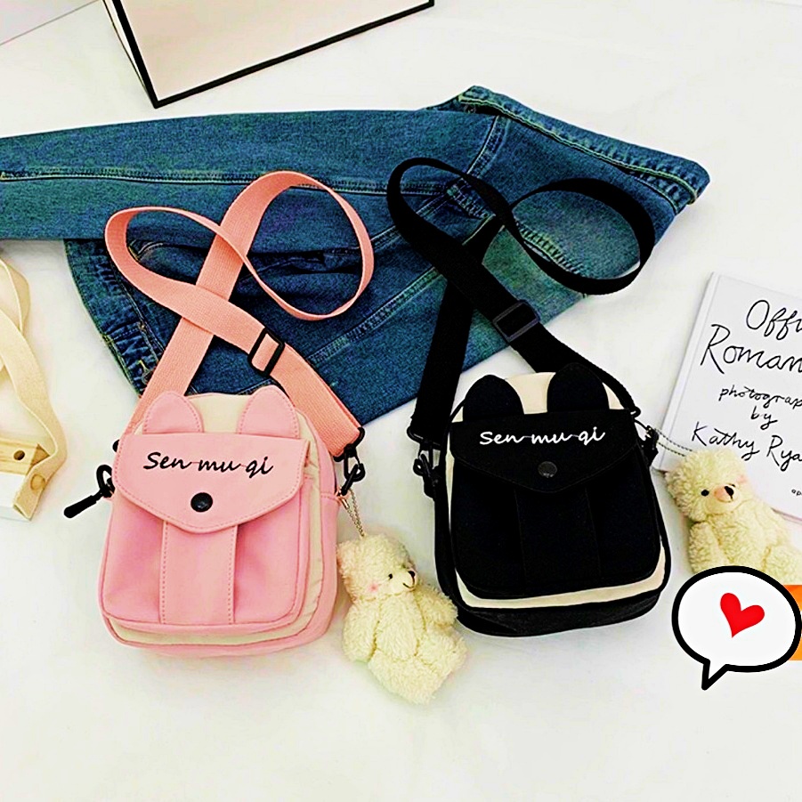 Túi đeo chéo mini Senmugi dễ thương vải chống nước (không kèm gấu bông) - solila.vn