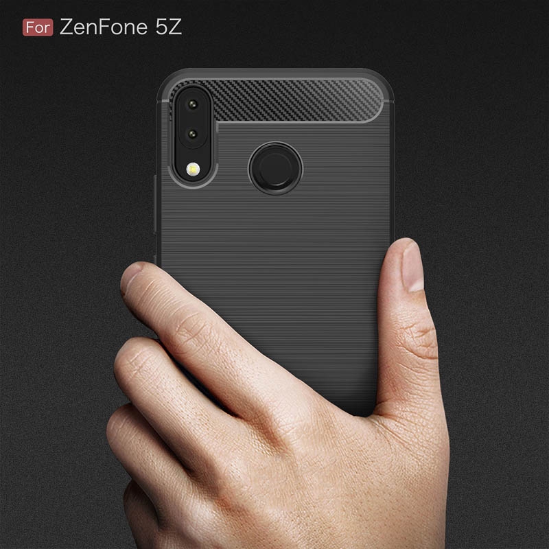 Ốp điện thoại TPU mềm kết cấu sợi carbon bề mặt nhám cho ASUS ZenFone 5Z ZS620KL ZE620KL M1 ZB555KL ZB601KL