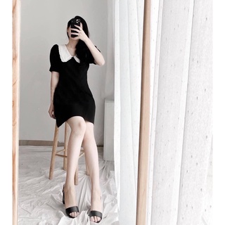 Đầm phối cổ bèo trắng 2 màu (kèm hình thật)