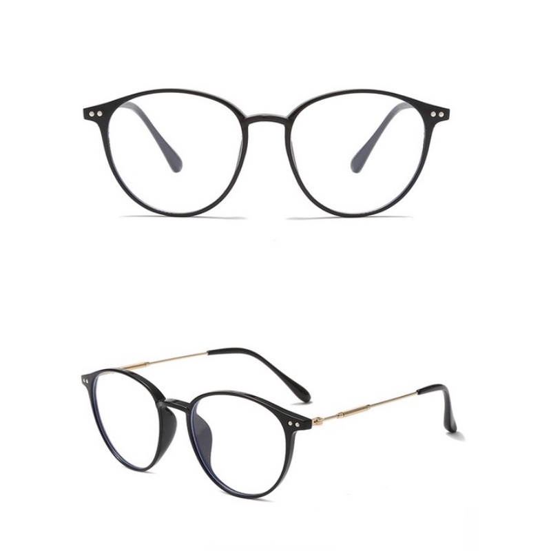 (YUZHU) Kính Mát Gọng Tròn Màu Xám Nhạt Xanh Lam Dành Cho Nữ