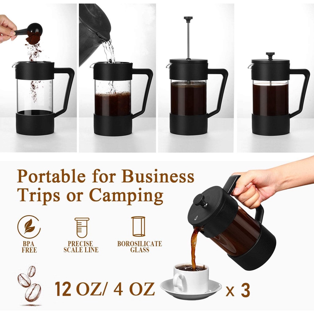 Bình pha cà phê 12oz chất liệu thép không gỉ bền bỉ chất lượng cao