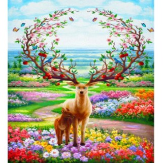TRANH THÊU 3D HƯƠU NAI TÀI LỘC LV3360 (50x70) cm