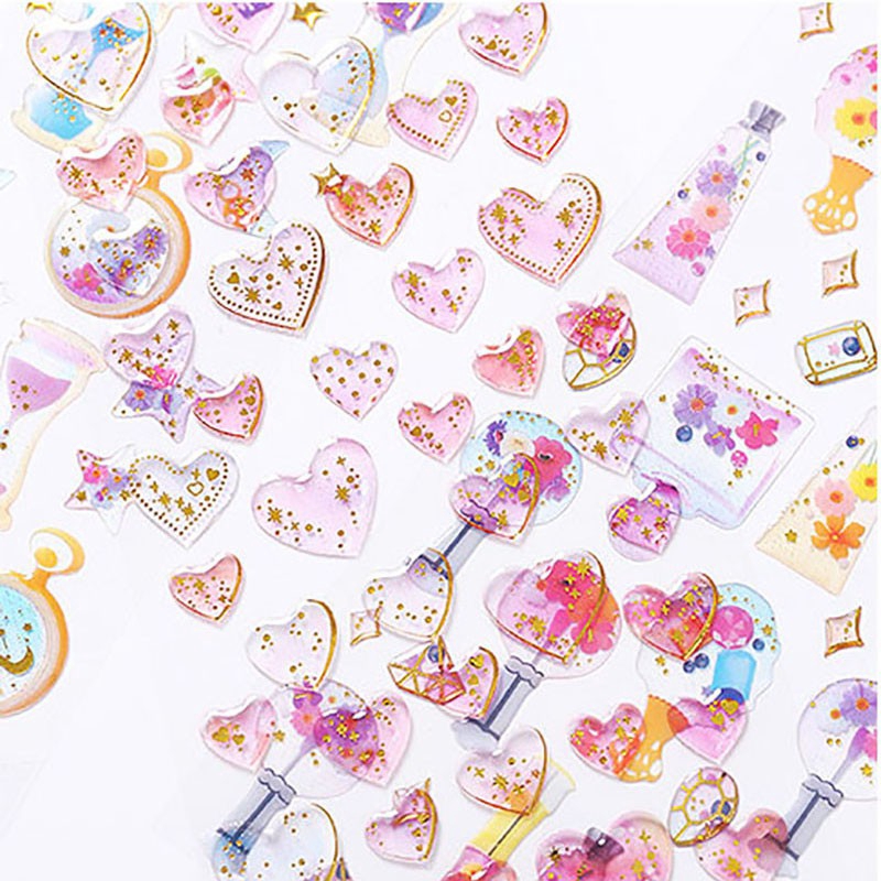 Miếng dán hình trái tim màu hồng dễ thương trang trí sổ tay