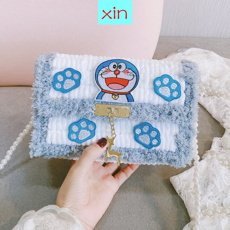 Túi xách nữ đan tay thủ công hình Doraemon dễ thương