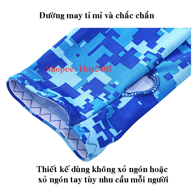 Bao Tay Dài Chống Nắng Nam Nữ Hicool Xỏ Hở Ngón Chống Tia UV Mùa Hè Có Vân Chống Trượt