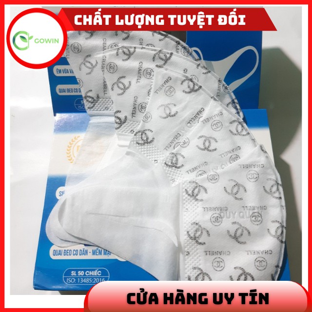 [Họa tiết đậm] Khẩu Trang 3D Mask Chanell Duy Quân Xuân Lai Hộp 50c Chiếc Chất Dày Dặn, Quai Bền Dai, Ôm Mặt