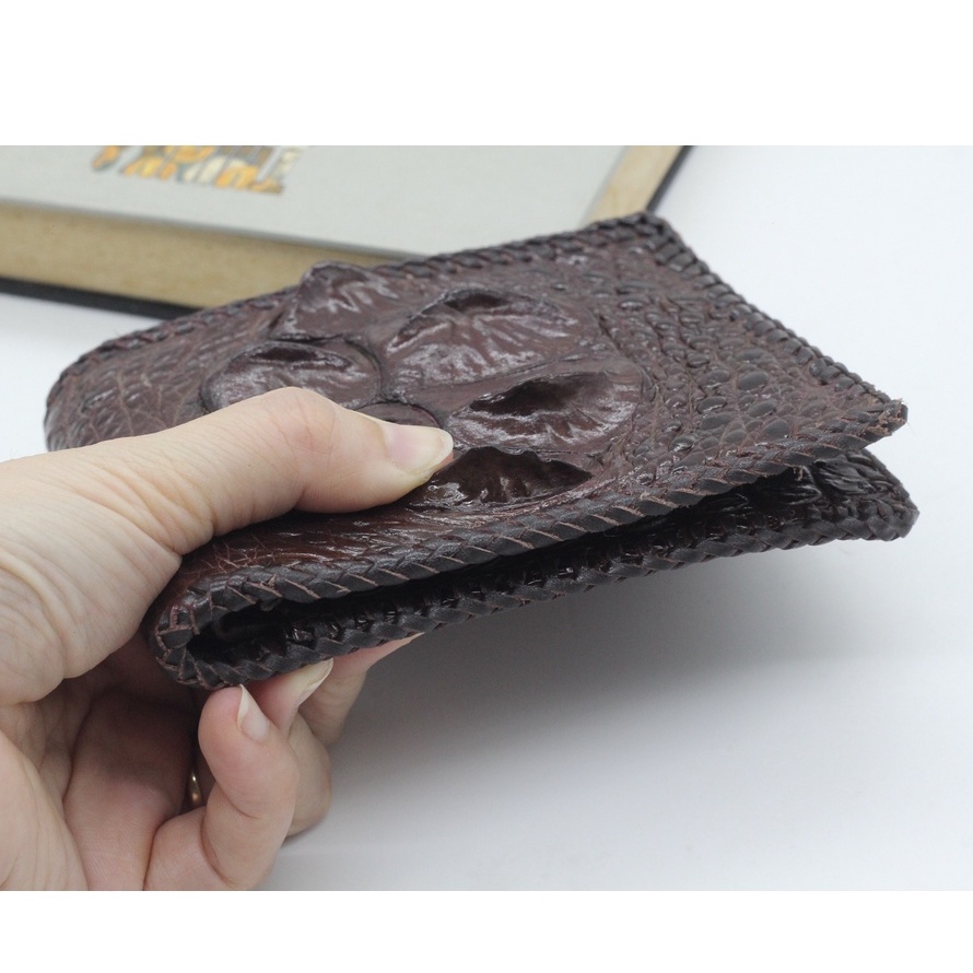Ví Nam Cá Sấu Gù Gai Đan Viền Thủ Công Tỉ Mỉ, Bóp Nam Da Cá Sấu 2 Mặt Cao Cấp Hợp Thời Trang Bảo Hành 12 Tháng