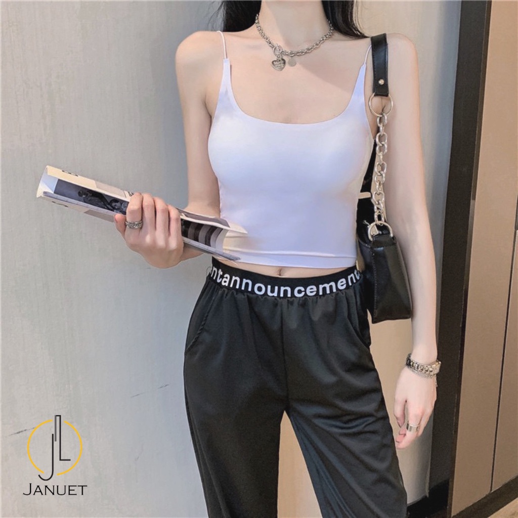 Áo bra hai dây có mút độn ngực kiểu dáng Croptop chất thun lạnh cao cấp (Freesize dưới 60Kg) Cami02
