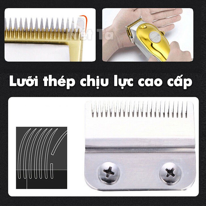 Tông đơ cắt tóc không dây Kemei-1986 màn hình hiển thị LCD chuyên nghiệp pin trâu 5h dùng để cắt, fade, tattoo, tỉa tóc