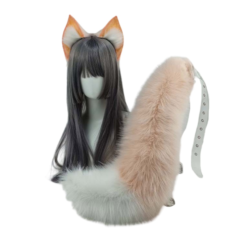 Băng Đô Cài Tóc Đính Đuôi Cáo Giả Bằng Lông Hóa Trang Halloween