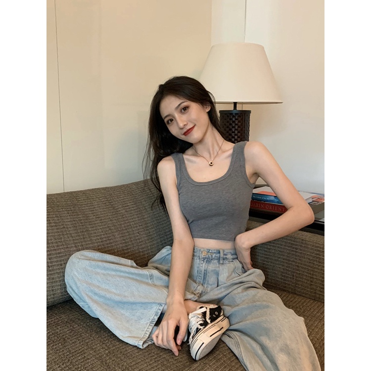 Áo Thun Không Tay Dáng Ôm Màu Đen Gợi Cảm Hợp Thời Trang Cho Nữ