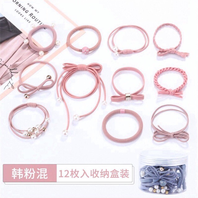 Hộp 12 chun buộc tóc sang trọng