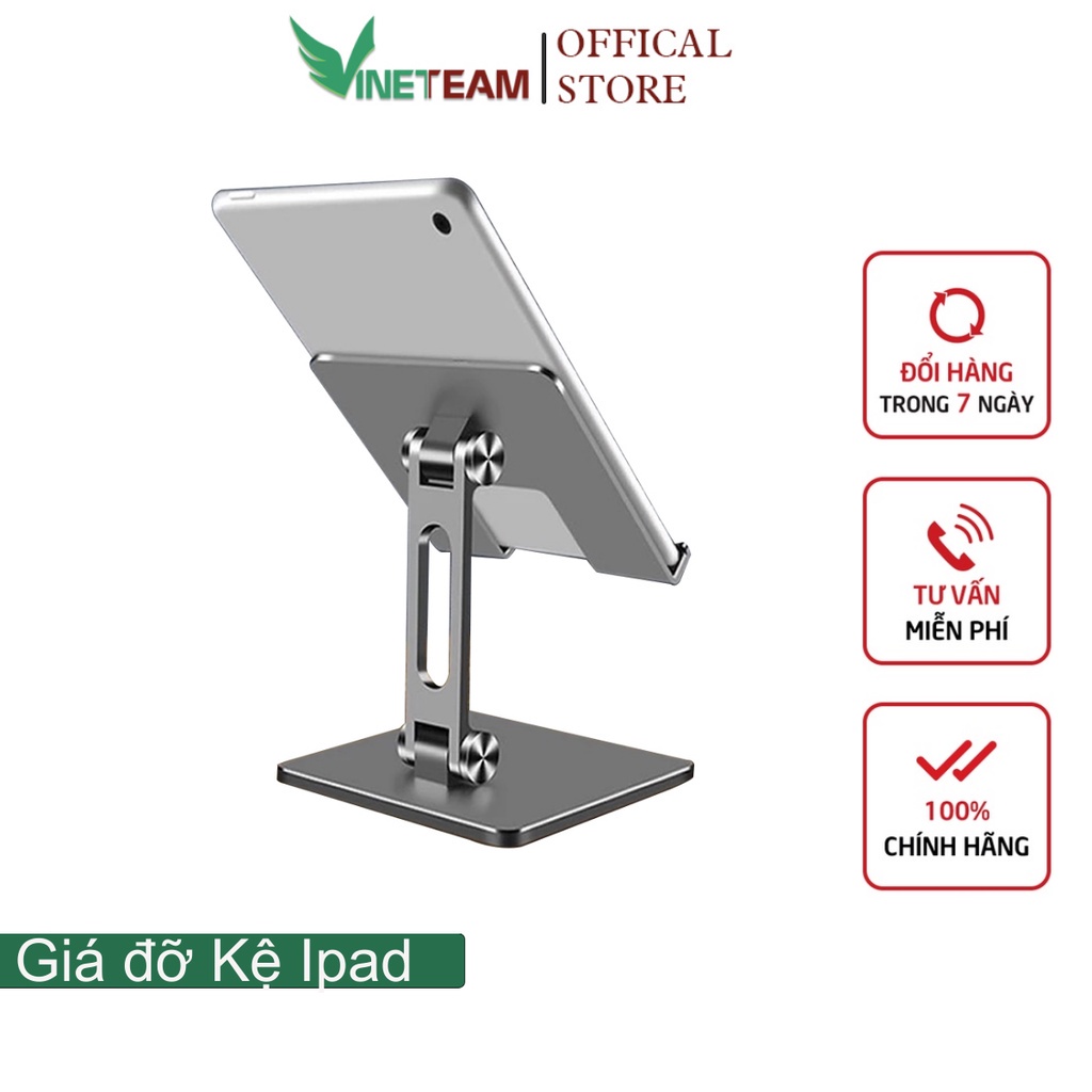 Giá Đỡ Kệ Ipad Điện Thoại Máy Tính Bảng Gấp Gọn VINETTEAM - Chống trượt,chống xước hợp kim nhôm cao cấp -4716