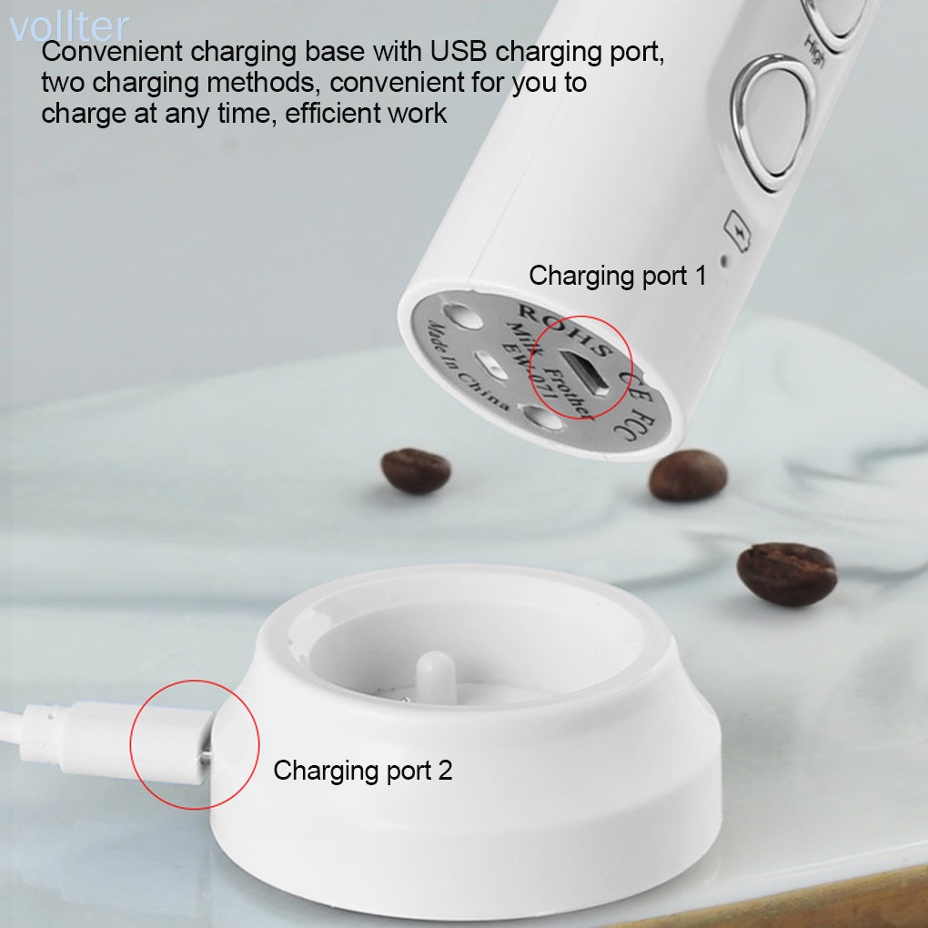 Máy Đánh Trứng / Khuấy Cà Phê Bằng Thép Không Gỉ Sạc Usb Có Thể Điều Chỉnh