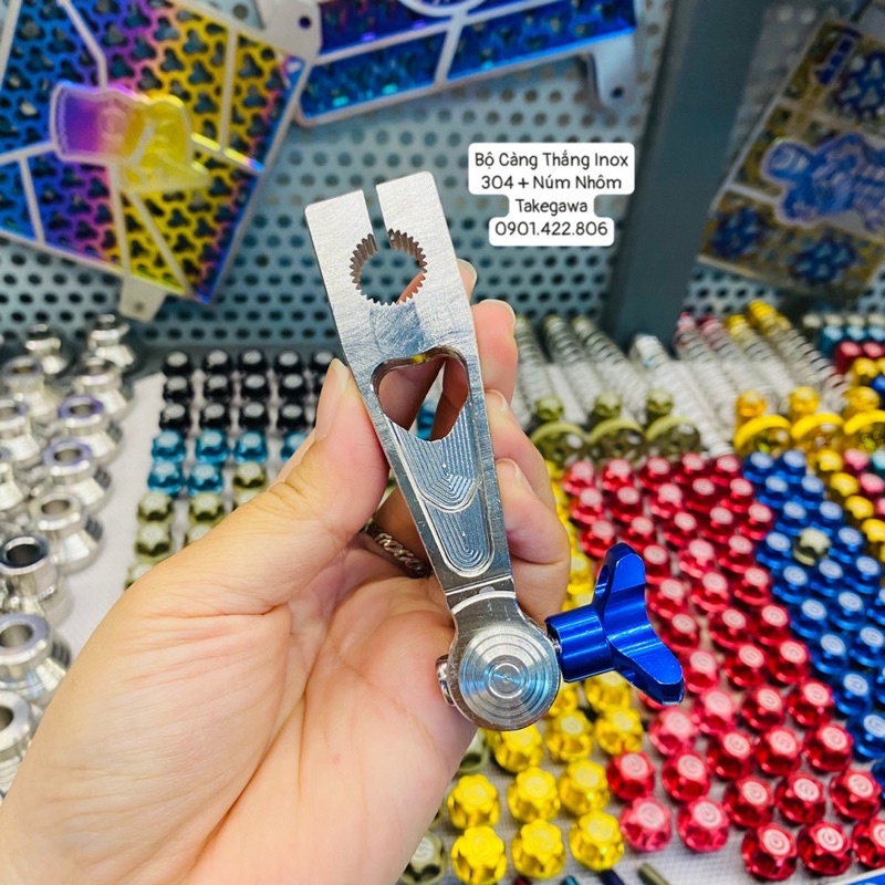 Bộ càng thắng inox 304 Takegawa Núm nhôm màu kèm lo xo đũa thắng