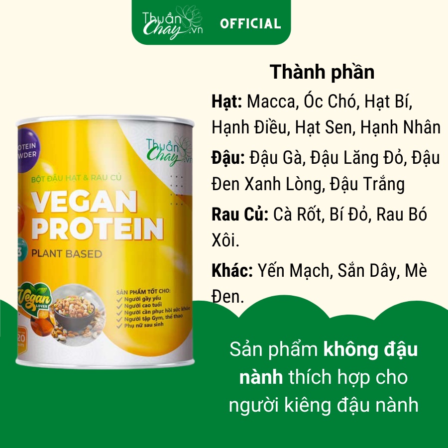 Vegan Protein Thuần Chay Bổ Sung Protein Thực Vật Không Nành 420G