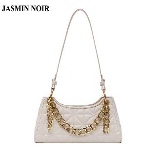 Túi xách JASMIN NOIR thiết kế vân may sọc trang trí chuỗi xích đơn giản sành điệu hợp thời trang