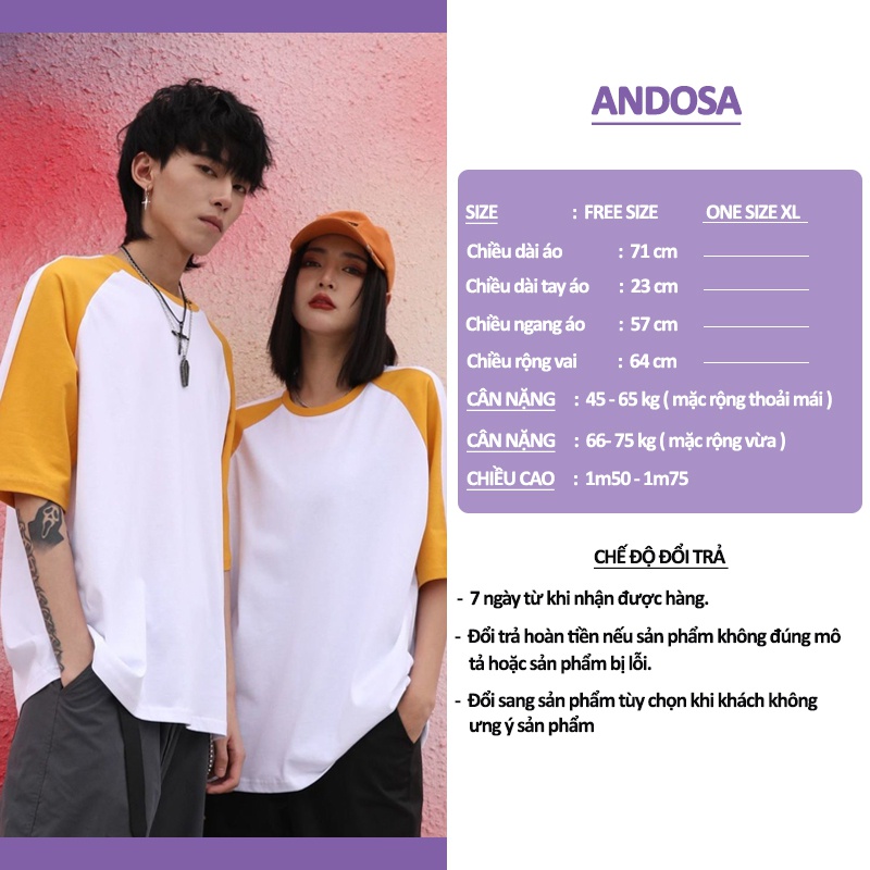 Áo thun nam nữ unisex tay lỡ form rộng cotton đẹp hàng Quảng Châu ANDOSA AT01