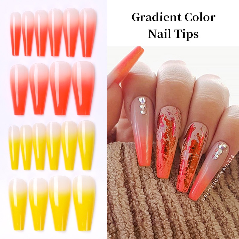 Set 20 móng tay giả UR SUGAR màu gradient sang trọng dễ thương