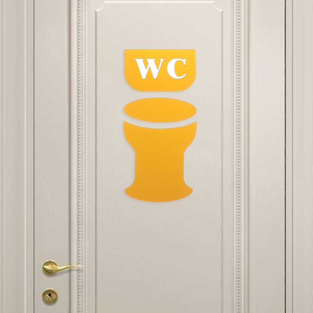 Sticker Dán Cửa Toilet / Gương Trang Trí Nội Thất Phòng Tắm In Chữ Tiếng Anh WTTLE WC / Toilet