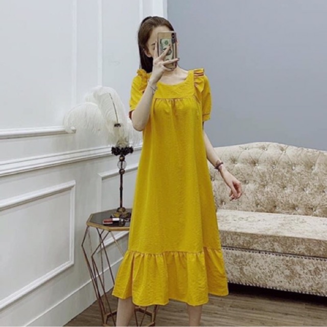 Váy bầu thiết kế HT( bèo vai Trơn vải xịn)
