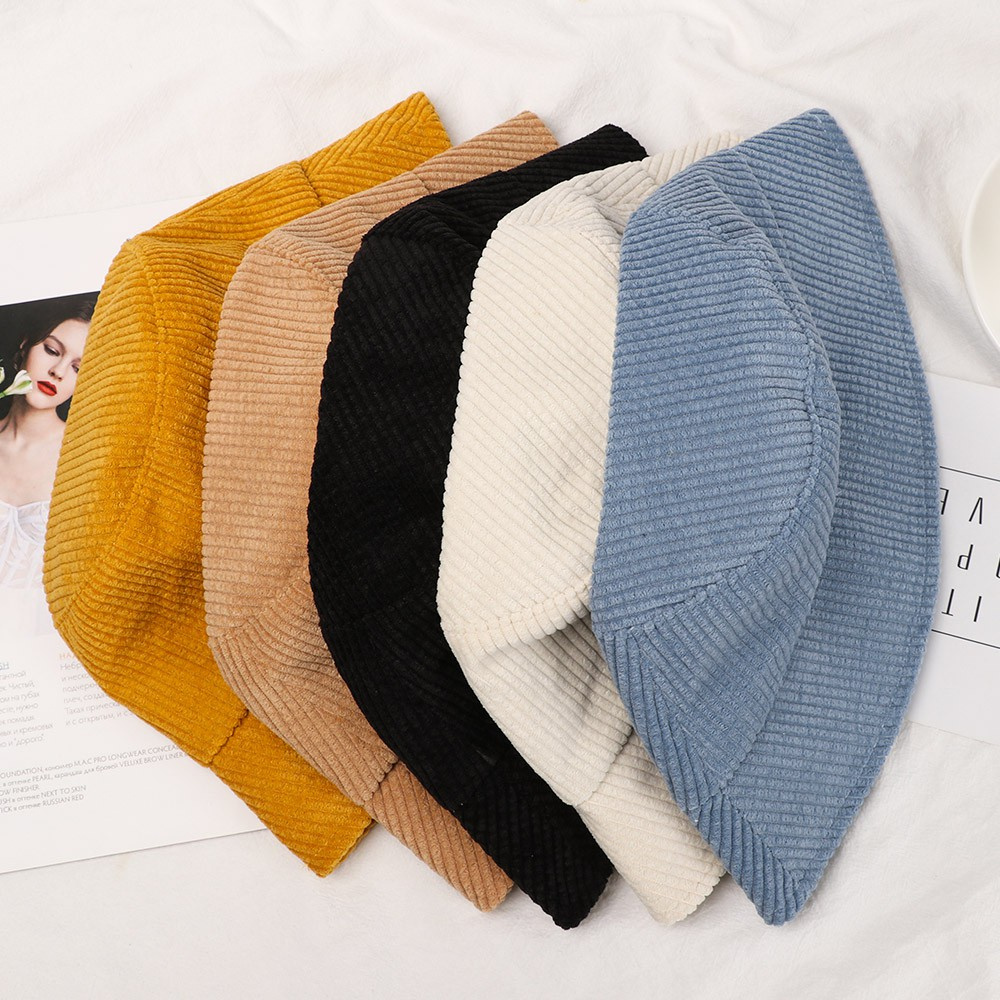 Nón xô vải nhung màu trơn thời trang mùa đông cho cả nam và nữ