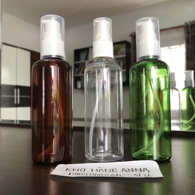 [ Chai lọ Giá sỉ ] 100 chai pet nhựa 100ml xịt sương / xịt giọt / nắp bật / nắp nhôm- chai chiết mỹ phẩm nâu, trong suốt