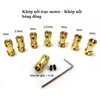 bộ khớp nối trục bằng đồng kích thước3,17mm-3,17mm;3,17mm-5mm;3,17mm-6mm;3mm-3mm;3mm-5mm;4mm-5mm;5mm-5mm;5mm-6mm;6mm-6mm
