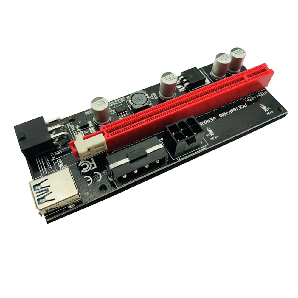 Thẻ Chuyển Đổi Pci-E 1x Sang 16x Kép 6pin 15pin Sang 6 Pin Sata Chất Lượng Cao Ver 009s