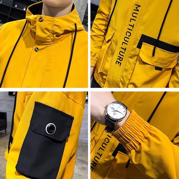 Áo khoác gió kaki túi hộp dành cho nam phong cách thời trang