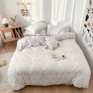 Bộ chăn ga cotton poly set 4  chăn ga gối cao cấp họa tiết trái tim -hàng nhập khẩu nhiều màu