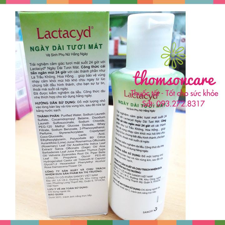 Dung dịch vệ sinh Lactacyd Odor Fresh - Mẫu mới ngày dài tươi mát suốt 24 giờ - từ lá trầu không - Chai 250ml