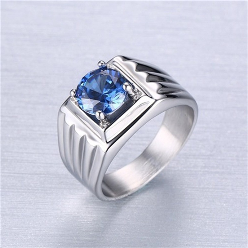 Nhẫn Đính Hôn Đính Đá Zircon Thời Trang Cho Nam
