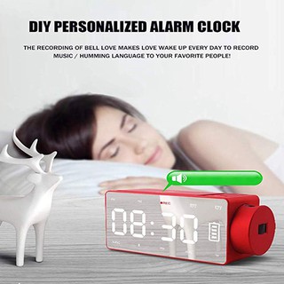 Projection Alarm Clock Bluetooth Speaker With Wireless Charging Diy Ringtone,One