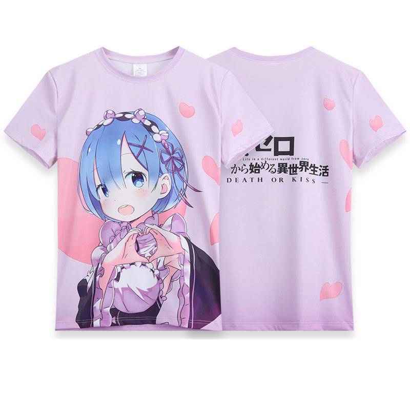 Áo Thun Tay Ngắn Cổ Tròn Dáng Rộng in Hình Anime Re: Life in a different world from zero Phong Cách Đường Phố Rem R