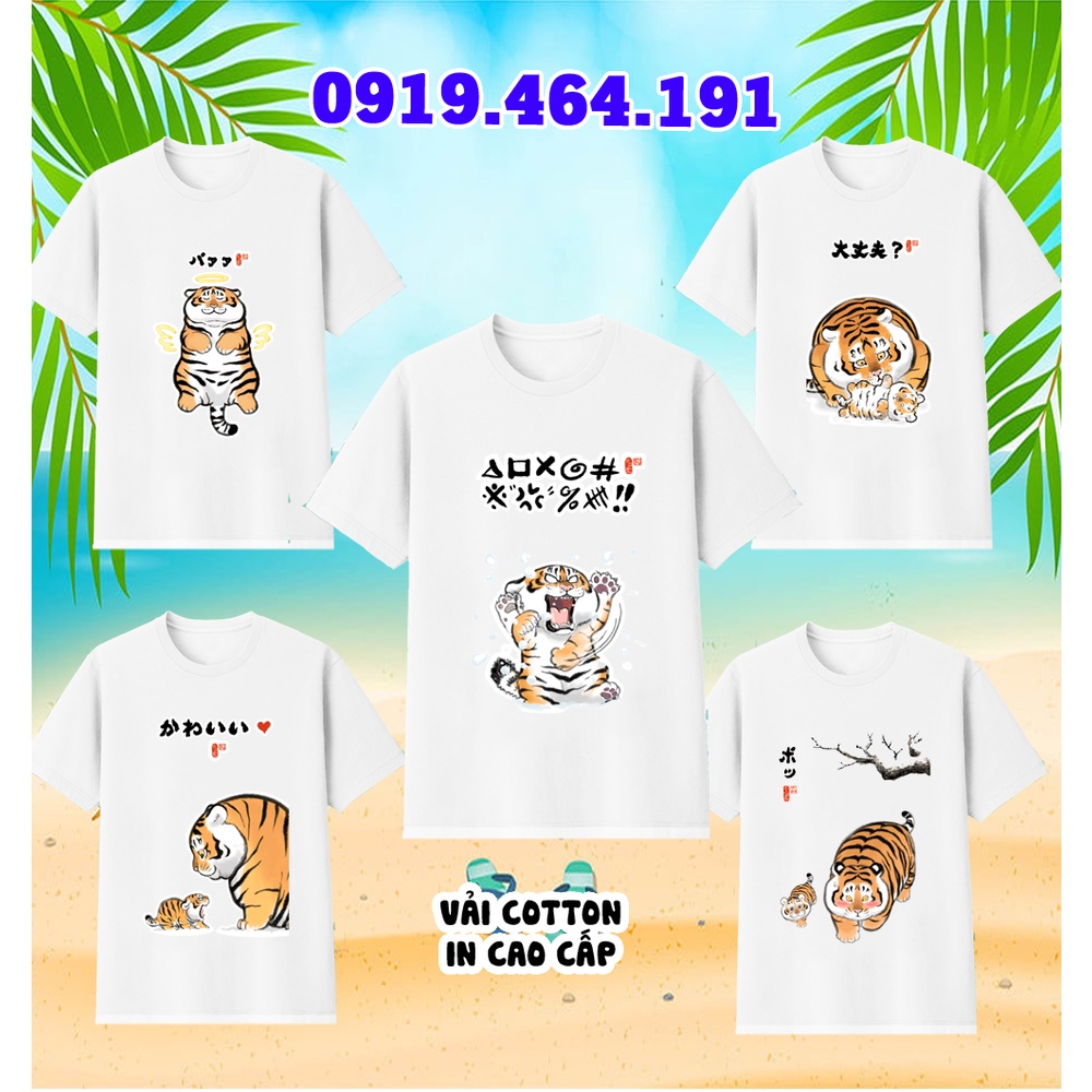VIDEO- Áo thun hổ mập hổ béo cute unisex phong cách hàn quốc, áo phông tiểu hổ 2023, vải cotton