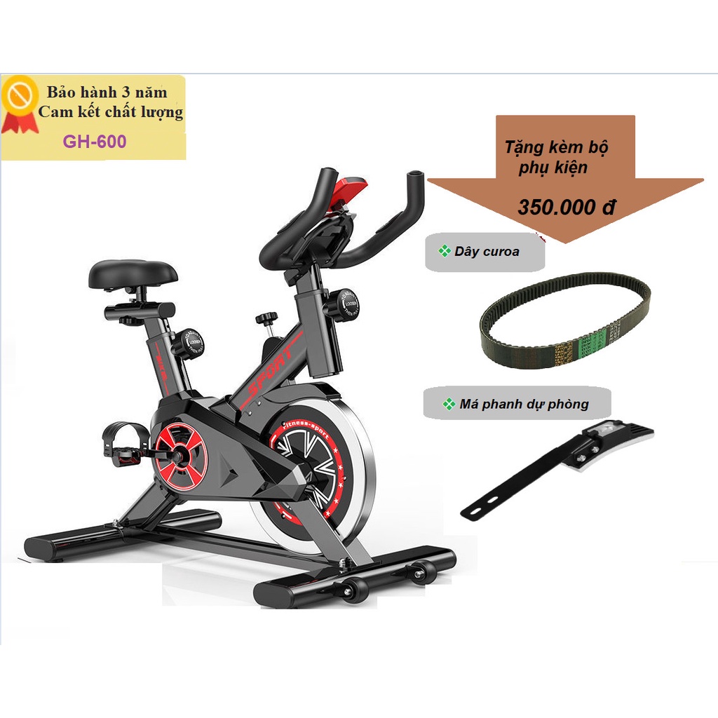 Xe đạp thể dục, máy tập gym tại nhà sử dụng Kháng lực từ tính, đạp êm Sport Fitness kèm cảm ứng nhịp tim