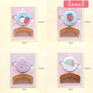 gương mini kèm lược gỗ