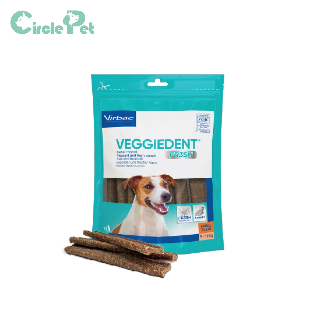 Thanh nhai Virbac Veggiedent Fresh sạch răng, thơm miệng cho chó túi 15 thanh - CirclePet