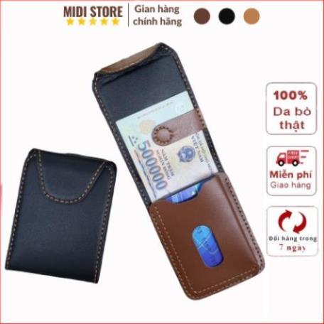 Ví Sen Cách Điệu thời trang Da Bò Thật, Bóp Mini Nam Nữ Cao Cấp Nhỏ Gọn S24 Xịn !