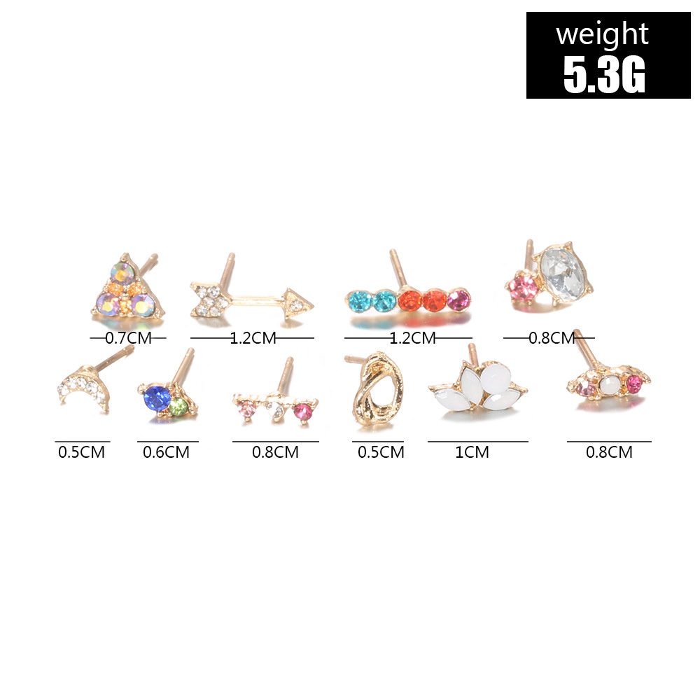 Set 10 chiếc bông tai nữ thời trang Bohemian nhiều kiểu đính đá phong cách