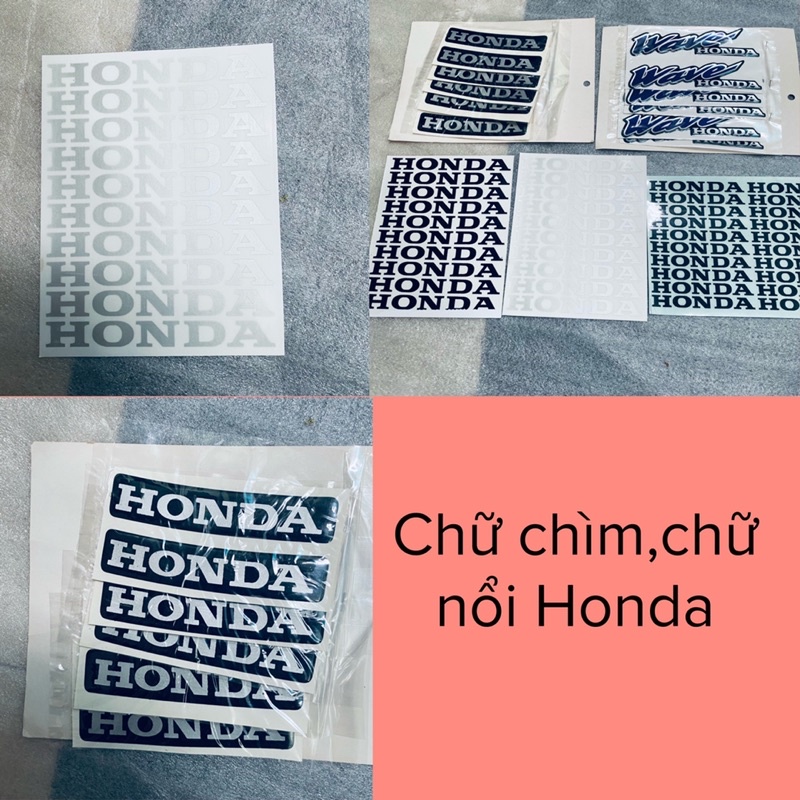 Team tem chữ nổi chìm Honda wave dán mặt nạ đuôi xe rổ