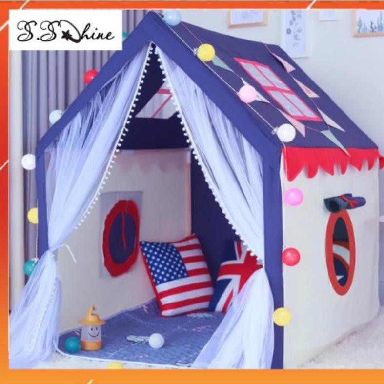 Lều Cho Bé Ngủ Chơi - Lều Hoàng tử Công Chúa TẶNG THẢM VÀ ĐỀN TRANG TRÍ