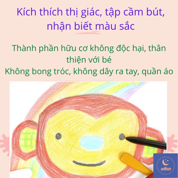 Đồ chơi tô màu CRAYON cao cấp, bộ bút sáp màu hữu cơ an toàn và thân thiện với bé cho bé tập tô - văn phòng phẩm