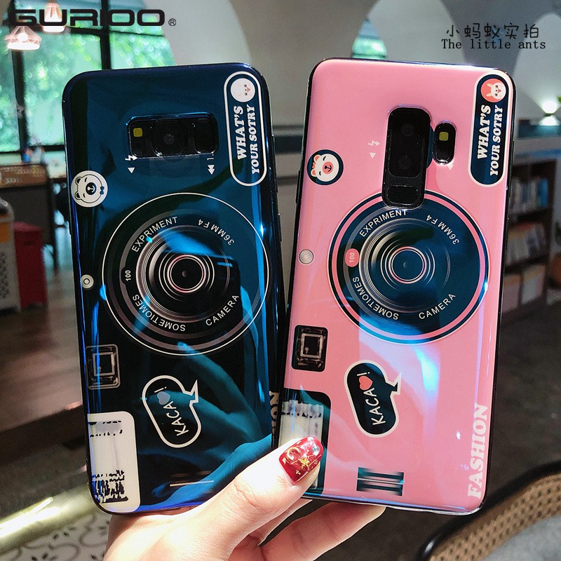 Ốp điện thoại cho Samsung S8 S9 S10 Plus S7 edge A9 A7 2018 A8 A6 Plus A5 A7 2017 J4 J6 J8 J4 Plus có đế đỡ máy ảnh