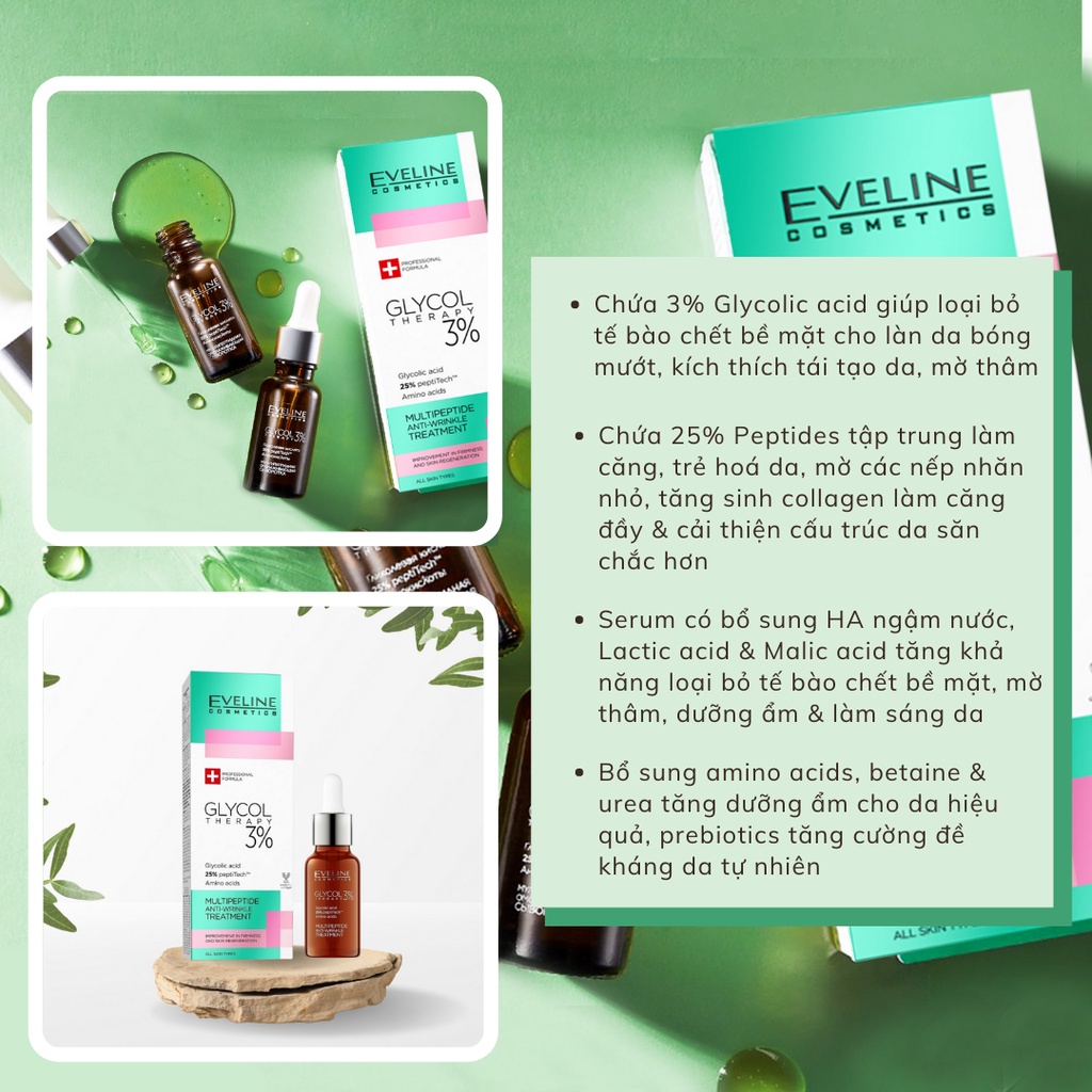 Serum Eveline Glycol Therapy 2,3,5% Niacinamide Ngừa Mụn, Mờ Thâm, Tinh Chất Giảm Dầu Nhờn Cho Da Láng Bóng, Đều Màu