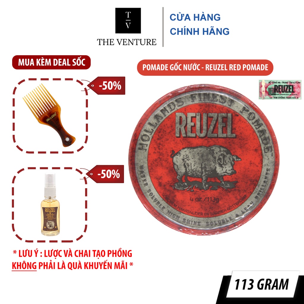 Sáp Vuốt Tóc Reuzel Red Pomade Chính Hãng - Pomade Heo Đỏ