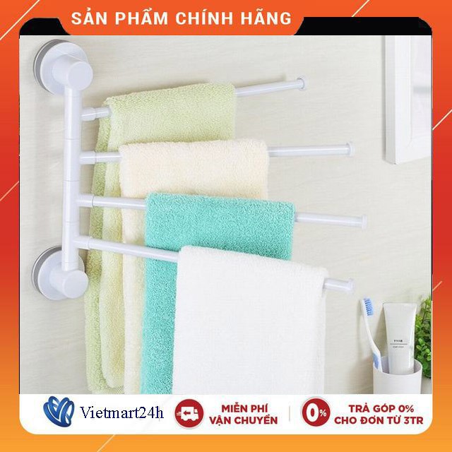 Giá treo khăn 4 nhánh, hít chân không, xoay 180 độ - Ecoco E1610 Cao Cấp