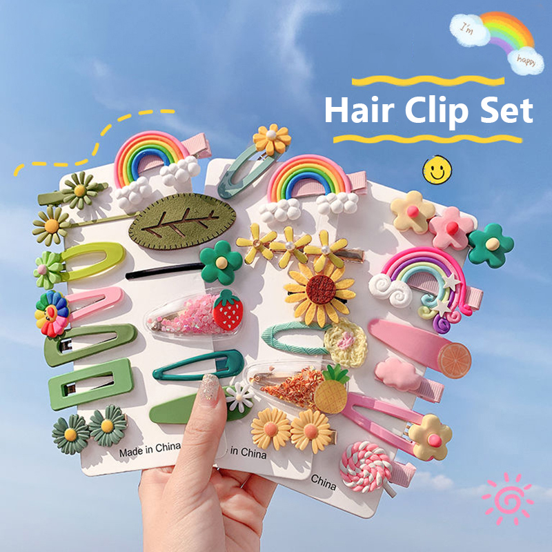 Bộ kẹp tóc AY kiểu trái cây/hoa đáng yêu đơn giản thời trang dành cho bé gái