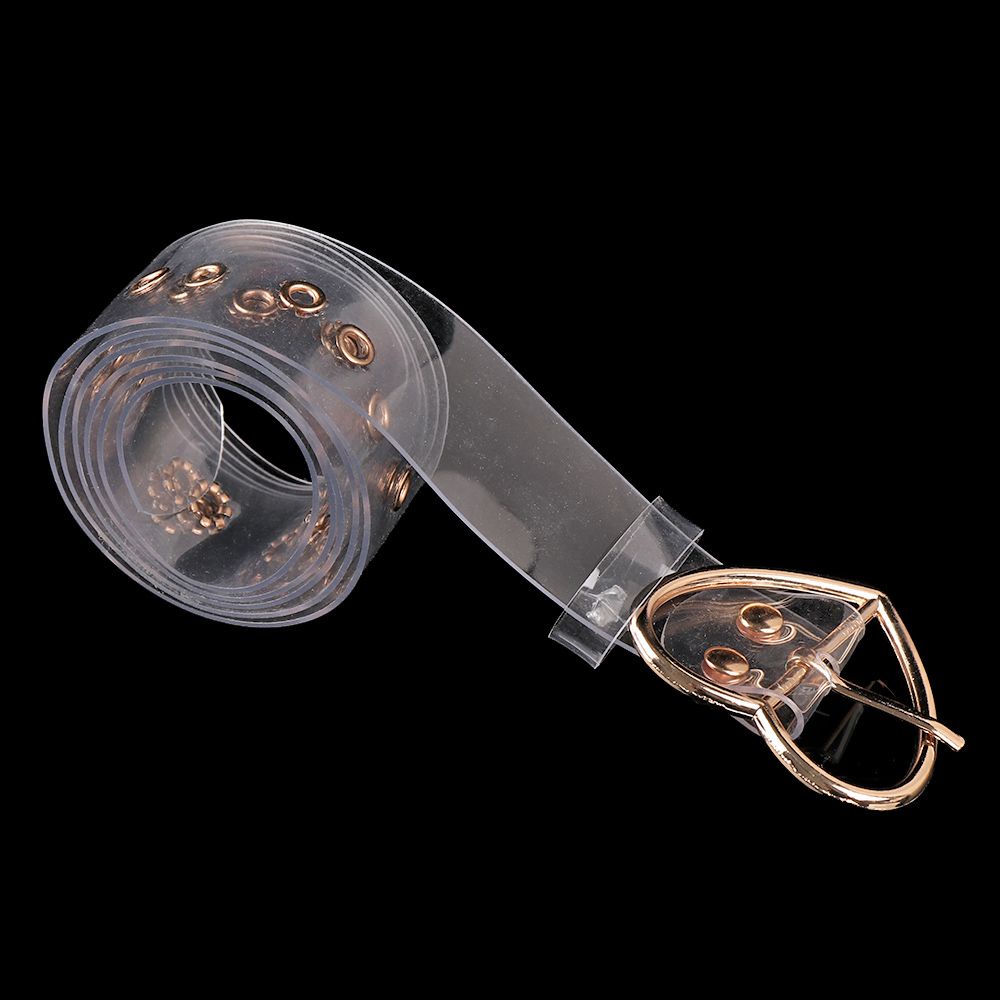 Dây thắt lưng trong suốt có khóa cài tròn/ vuông/ trái tim phong cách punk thời trang cho nữ